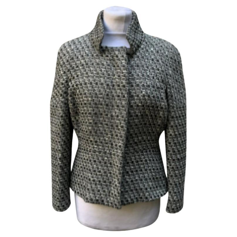 Giacca Chanel grigia in misto lana con zip Taglia 38 FR