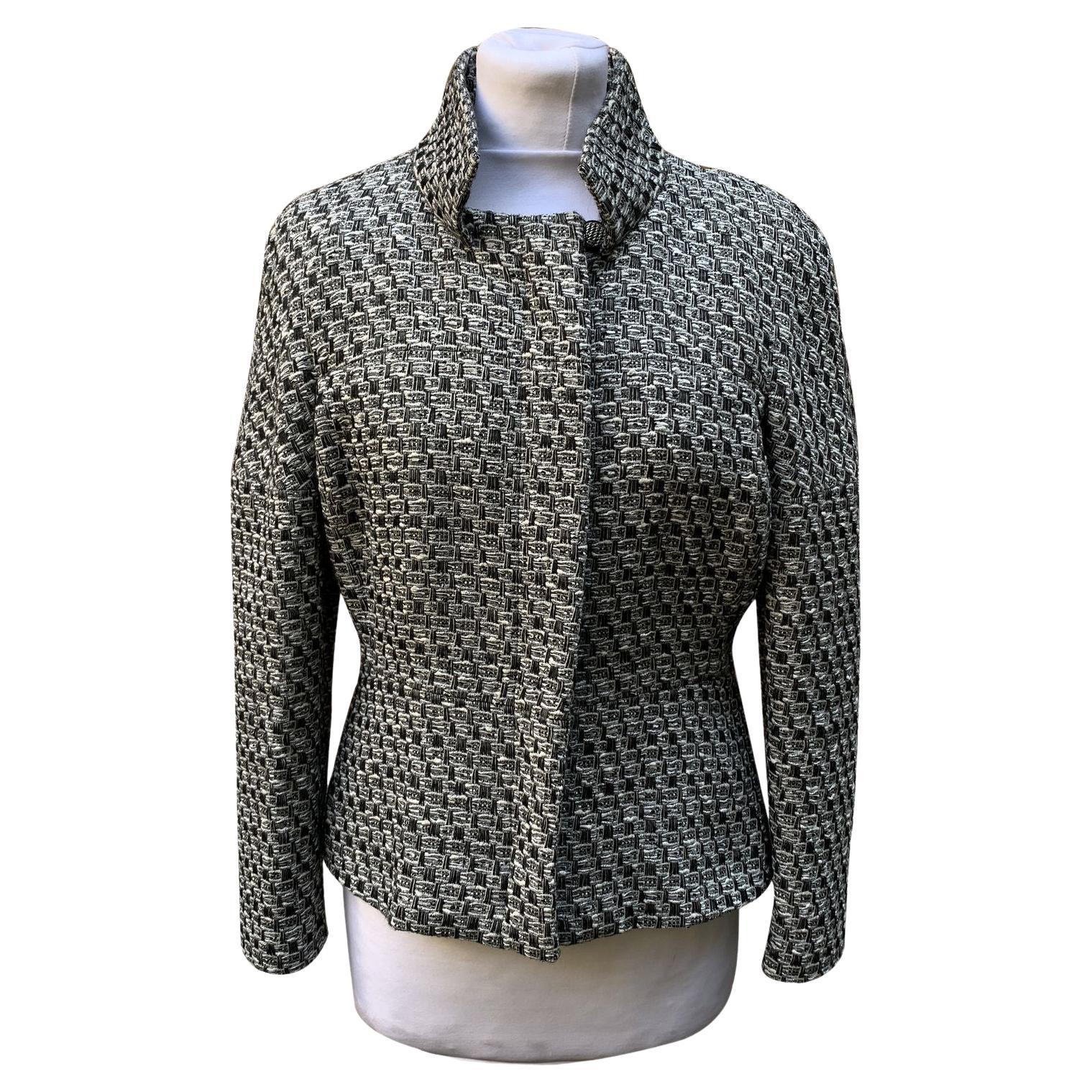 Chanel Grey Wool Blend Zip Front Jacket Size 38 FR For Sale