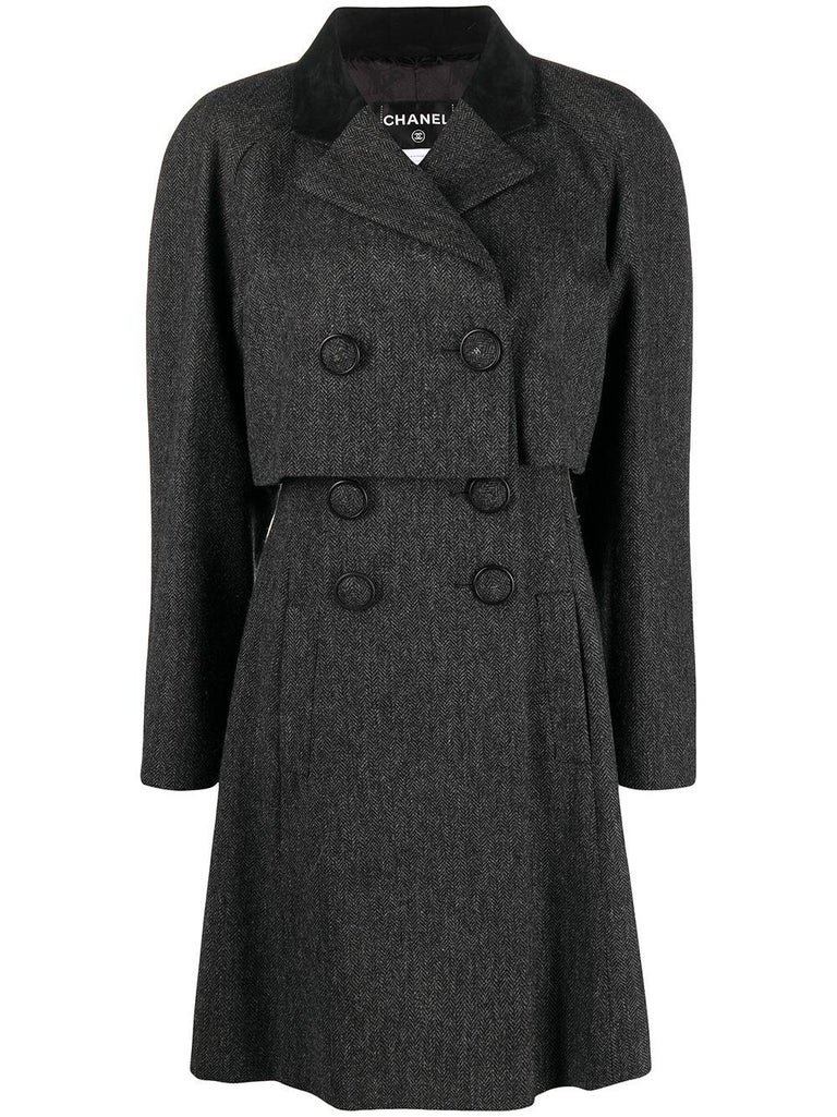 Chanel Grey Wool Cape Coat For Sale at 1stDibs
