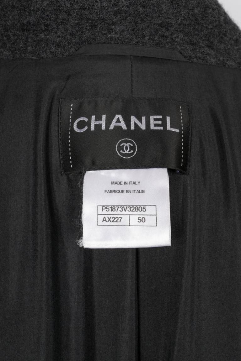 Chanel Grey Wool Coat, 2015 For Sale 6