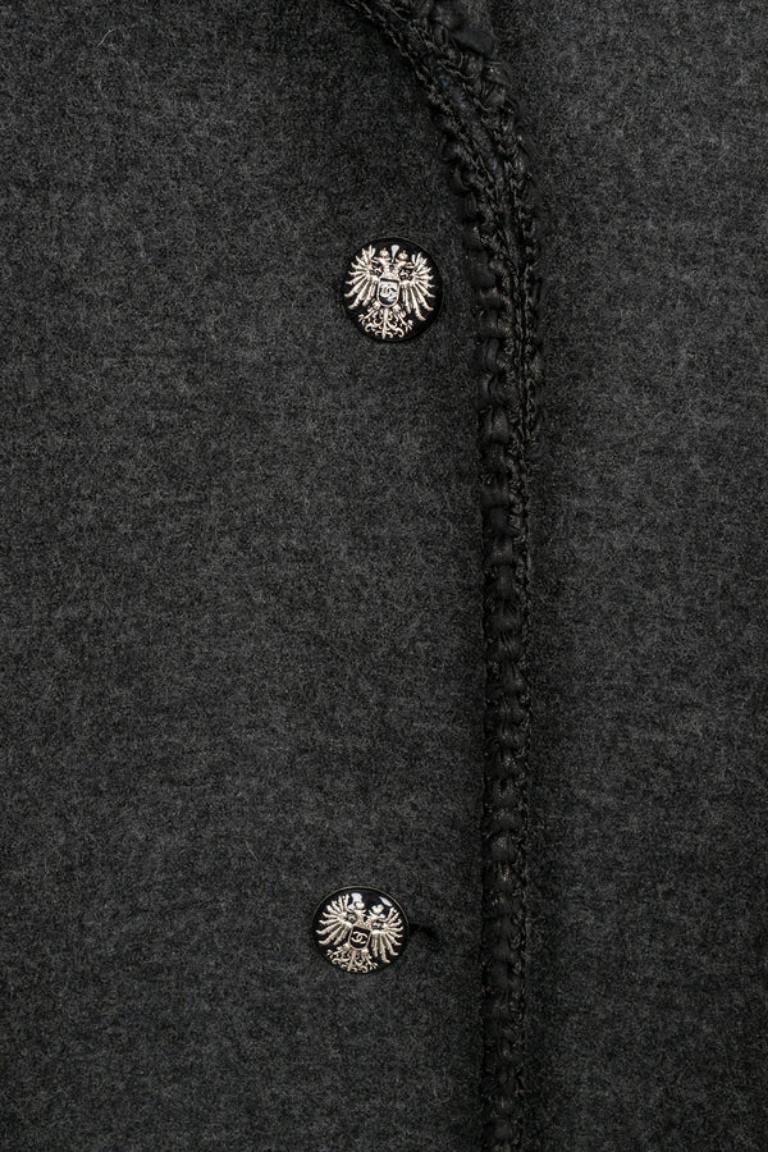 Manteau Chanel en laine grise, 2015 en vente 1