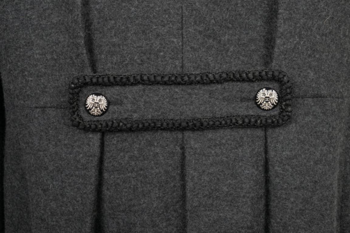 Manteau Chanel en laine grise, 2015 en vente 4