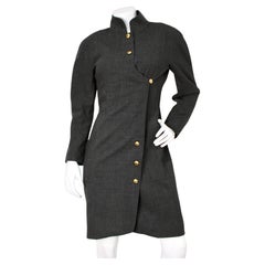 Chanel Grey Wool Coat Dress circa 1980s
