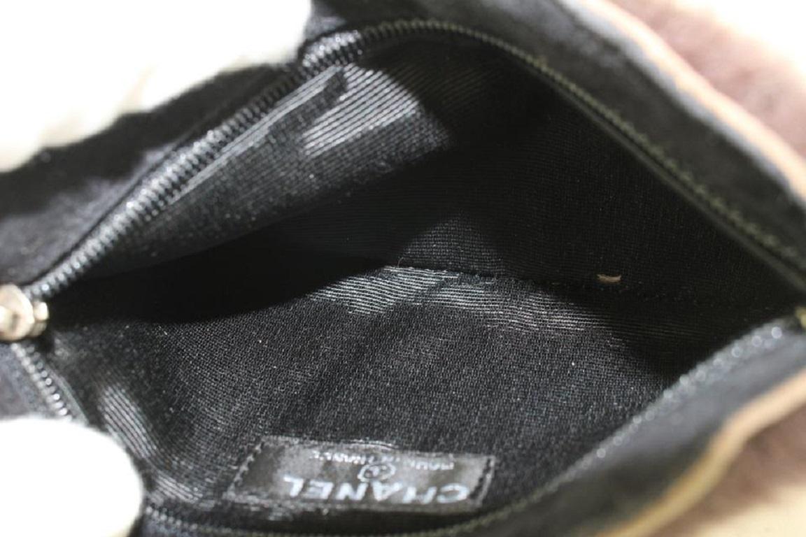 Gray Chanel Grey x Brown Lapin Rabbit Fur Cosmetic Pouch Toiletry Case 930c29