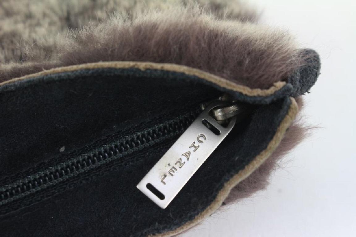 Chanel Grey x Brown Lapin Rabbit Fur Cosmetic Pouch Toiletry Case 930c29 In Good Condition In Dix hills, NY
