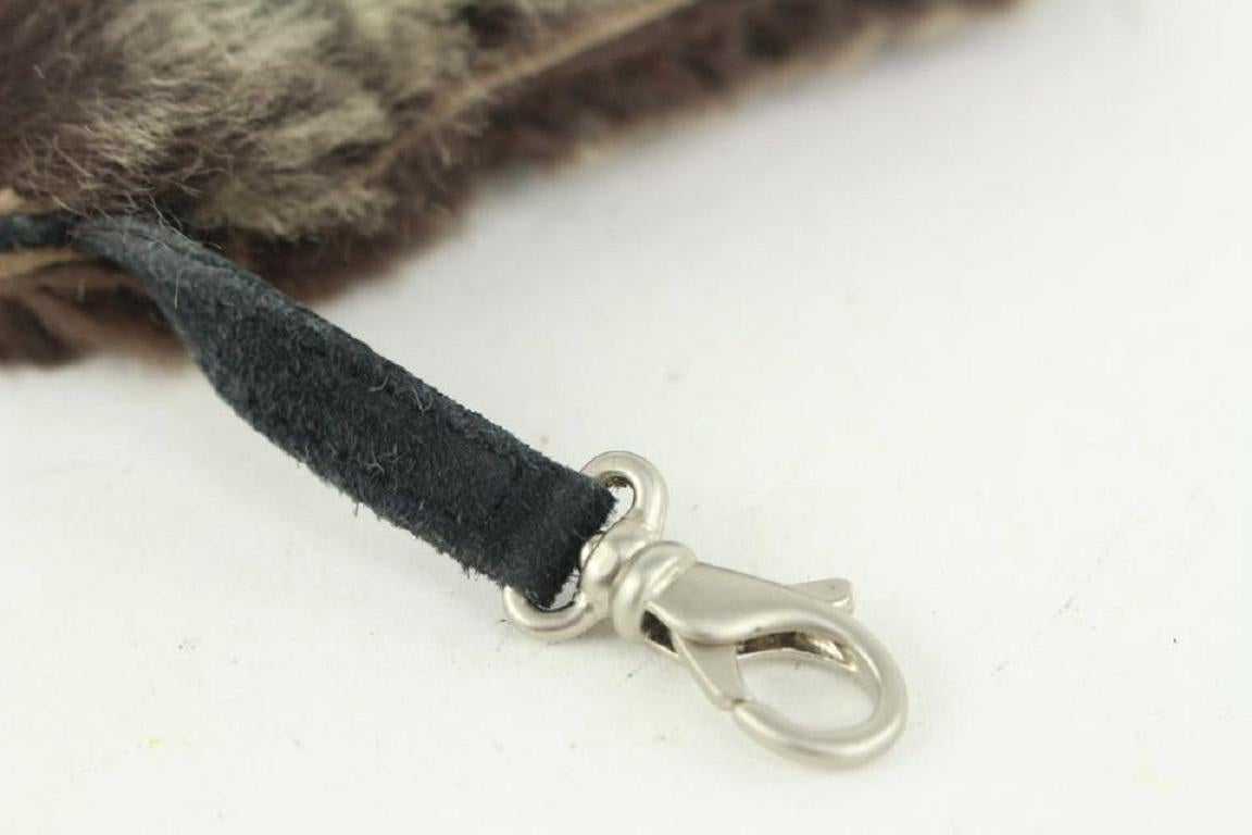 Chanel Grey x Brown Lapin Rabbit Fur Cosmetic Pouch Toiletry Case 930c29 1