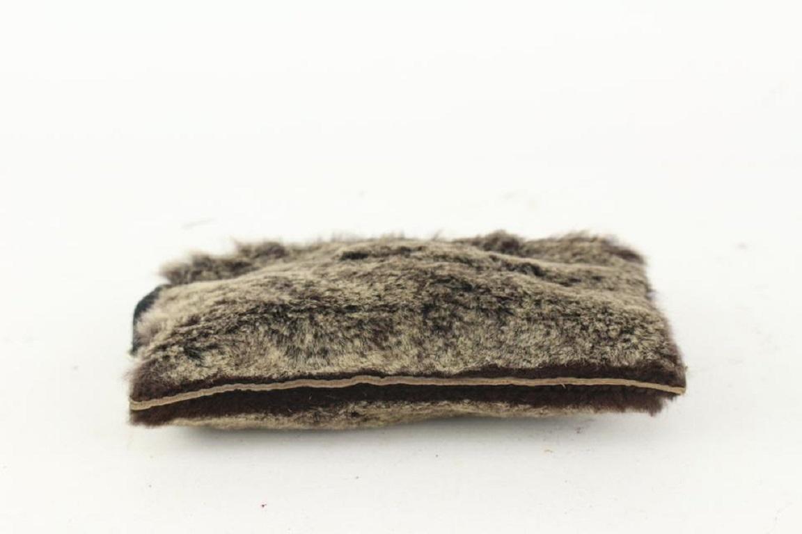 Chanel Grey x Brown Lapin Rabbit Fur Cosmetic Pouch Toiletry Case 930c29 2