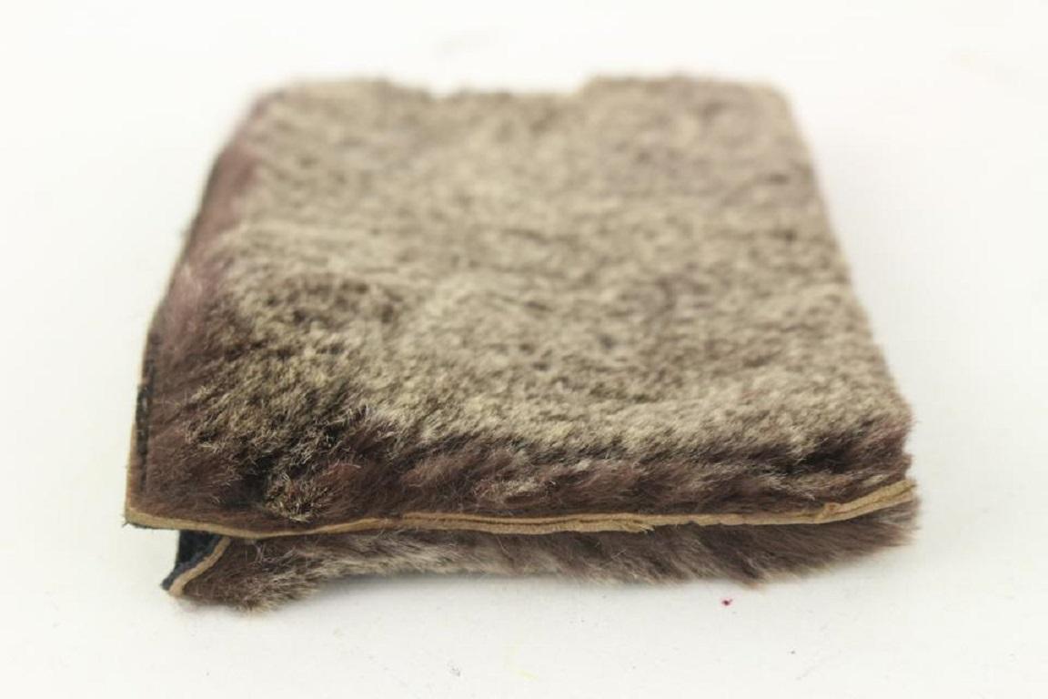 Chanel Grey x Brown Lapin Rabbit Fur Cosmetic Pouch Toiletry Case 930c29 3