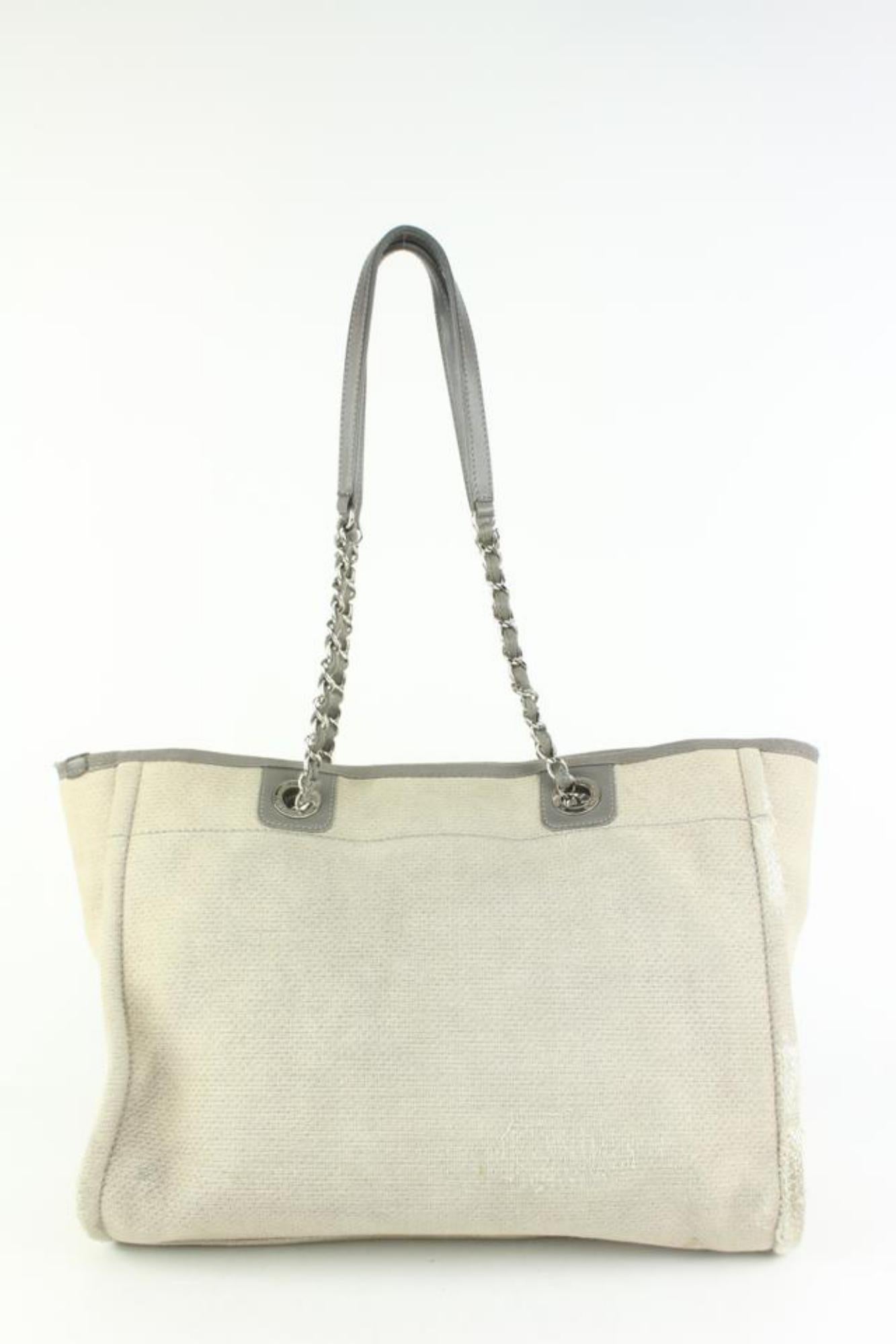 Women's Chanel Grey x Greige x Beige Deauville Chain Tote Bag 108c56 For Sale