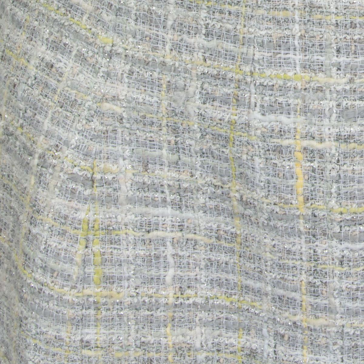 Women's CHANEL grey & yellow cotton blend Tweed Pencil Skirt 36 XS For Sale