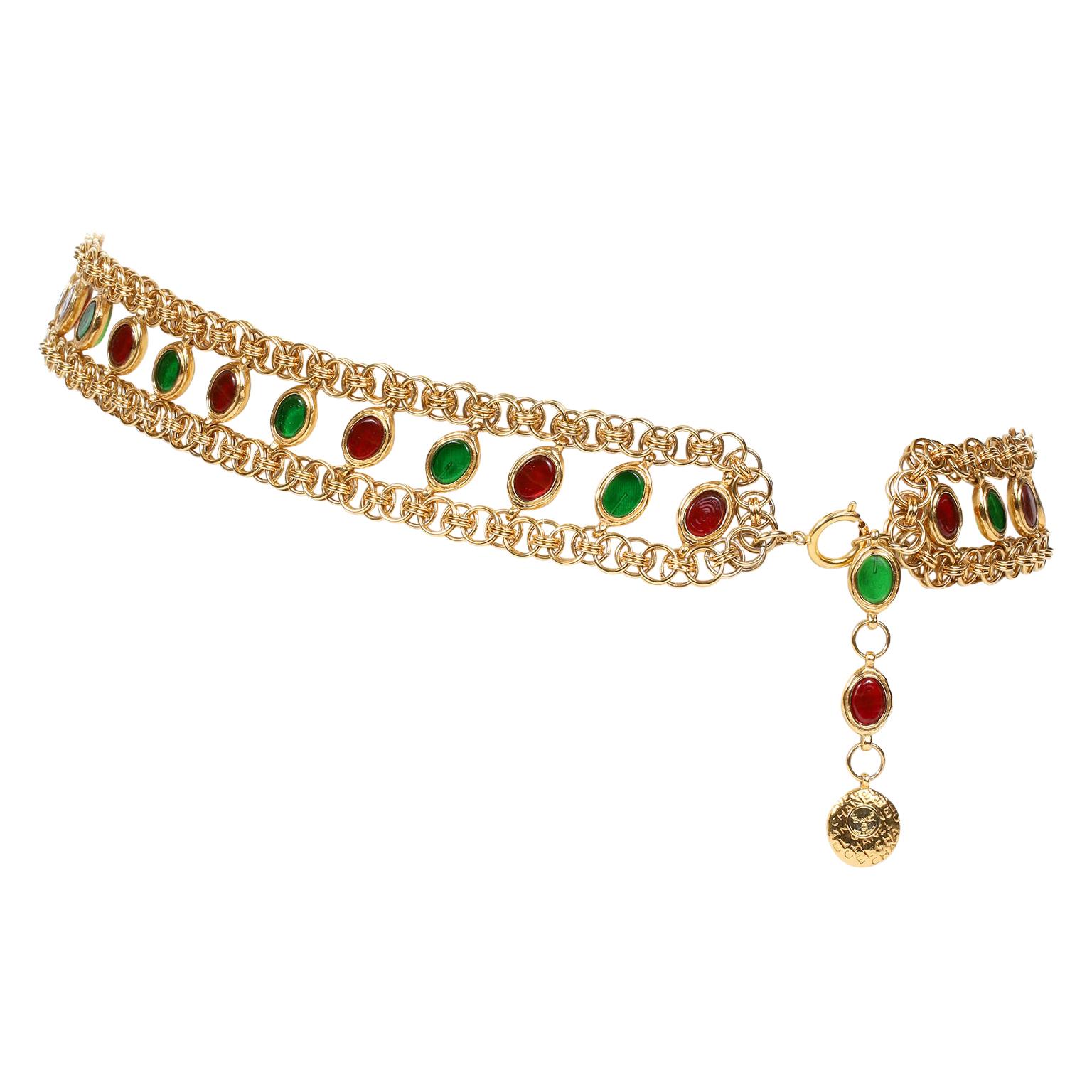 CHANEL Silvertone Chain Link Belt/Necklace With Two Charms at 1stDibs