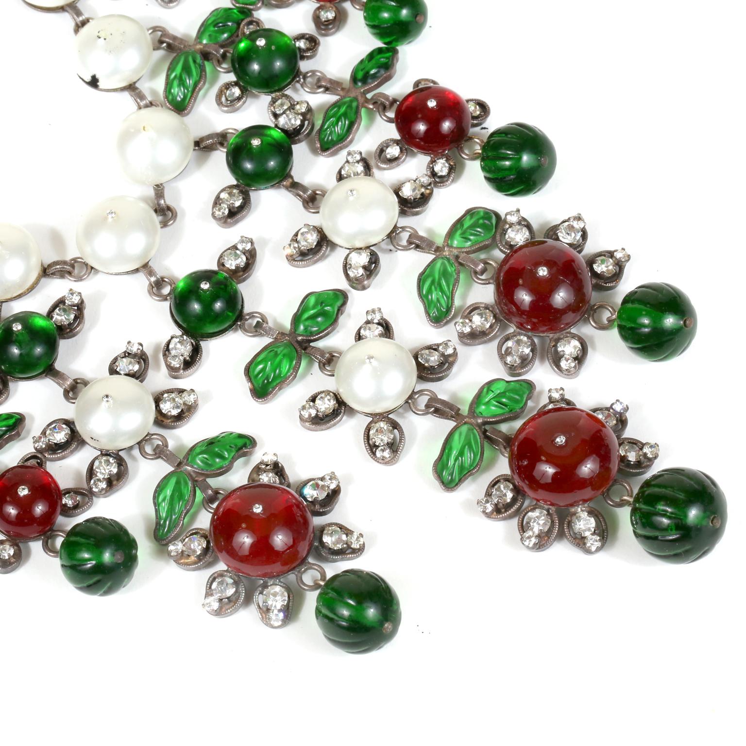 Chanel Gripoix and Pearl Bib Necklace In Good Condition In Palm Beach, FL