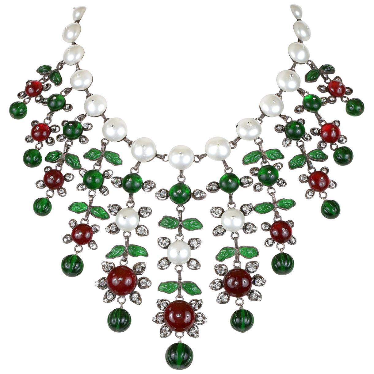 Chanel Gripoix and Pearl Bib Necklace