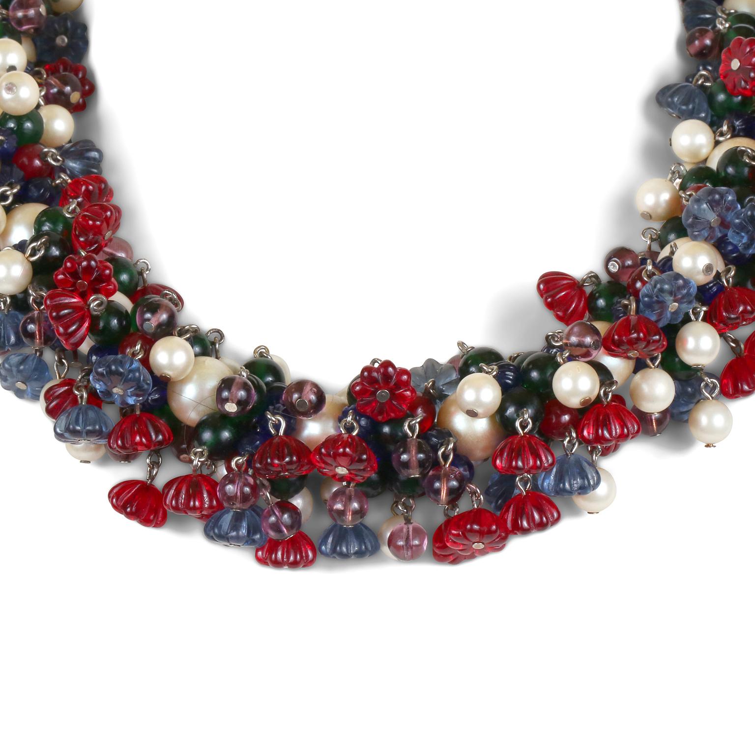 Chanel Gripoix and Pearl Tutti Frutti Vintage Necklace In Good Condition In Palm Beach, FL