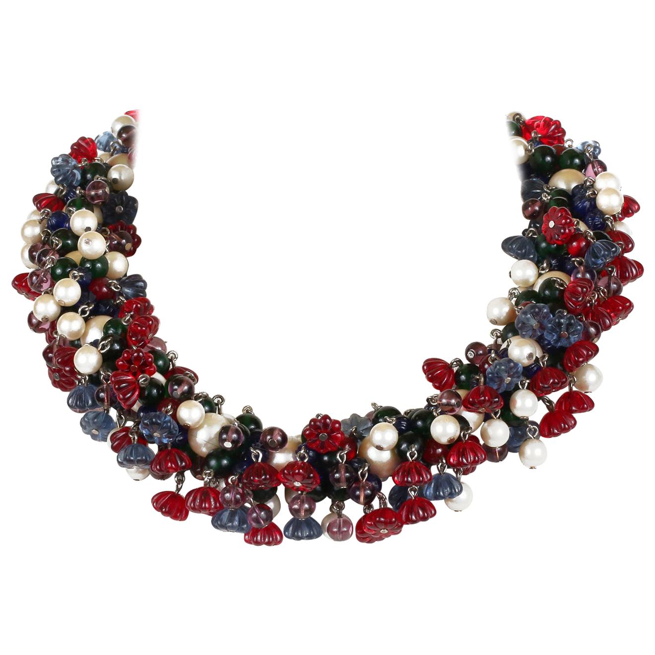 Chanel Gripoix and Pearl Tutti Frutti Vintage Necklace