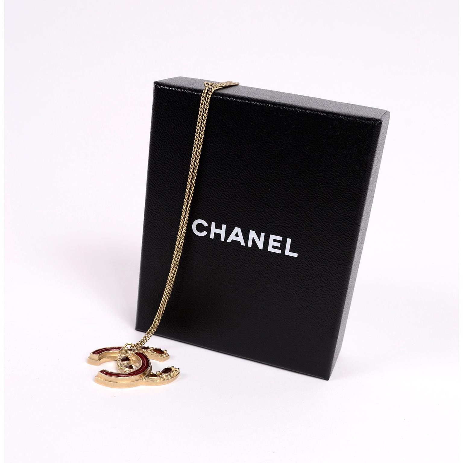 Chanel Gripoix CC Monogram Pendant Necklace Authentic in Original Box w/ Tag 4