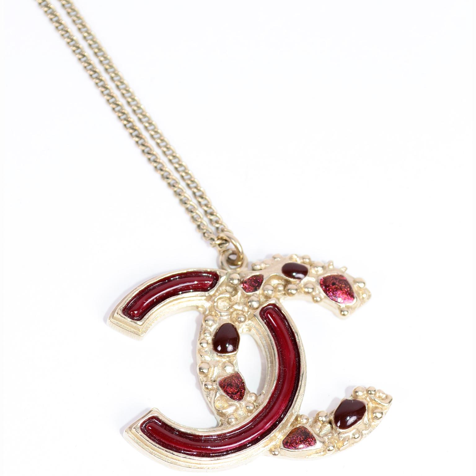 Chanel Gripoix CC Monogram Pendant Necklace Authentic in Original Box w/ Tag In New Condition In Portland, OR