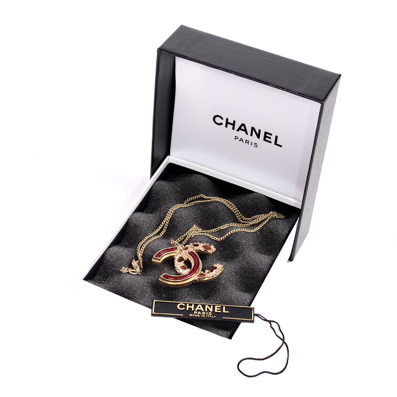 Chanel Gripoix CC Monogram Pendant Necklace Authentic in Original Box w/ Tag 1