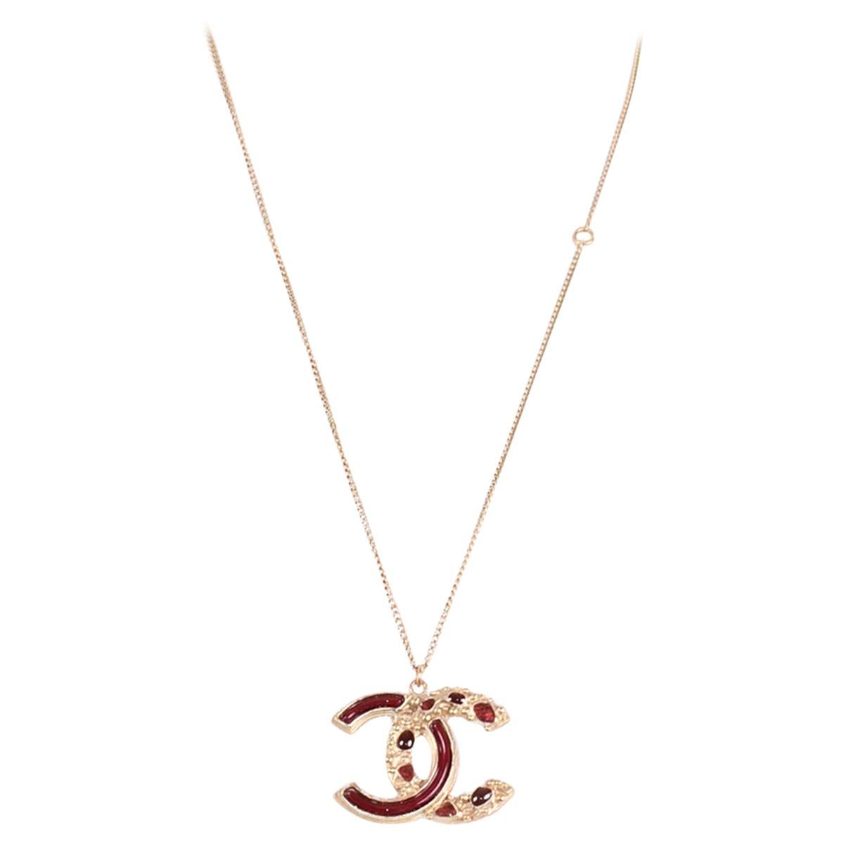 Chanel Gripoix CC Monogram Pendant Necklace Authentic in Original Box w/ Tag