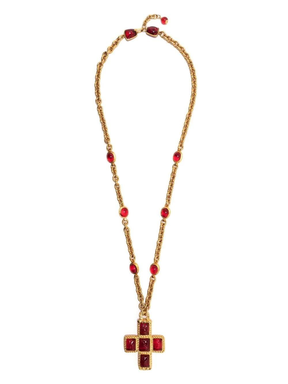 Women's Chanel Gripoix Cross Pendant Necklace