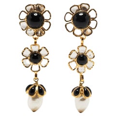 Vintage Chanel Gripoix Floral Drop Earrings