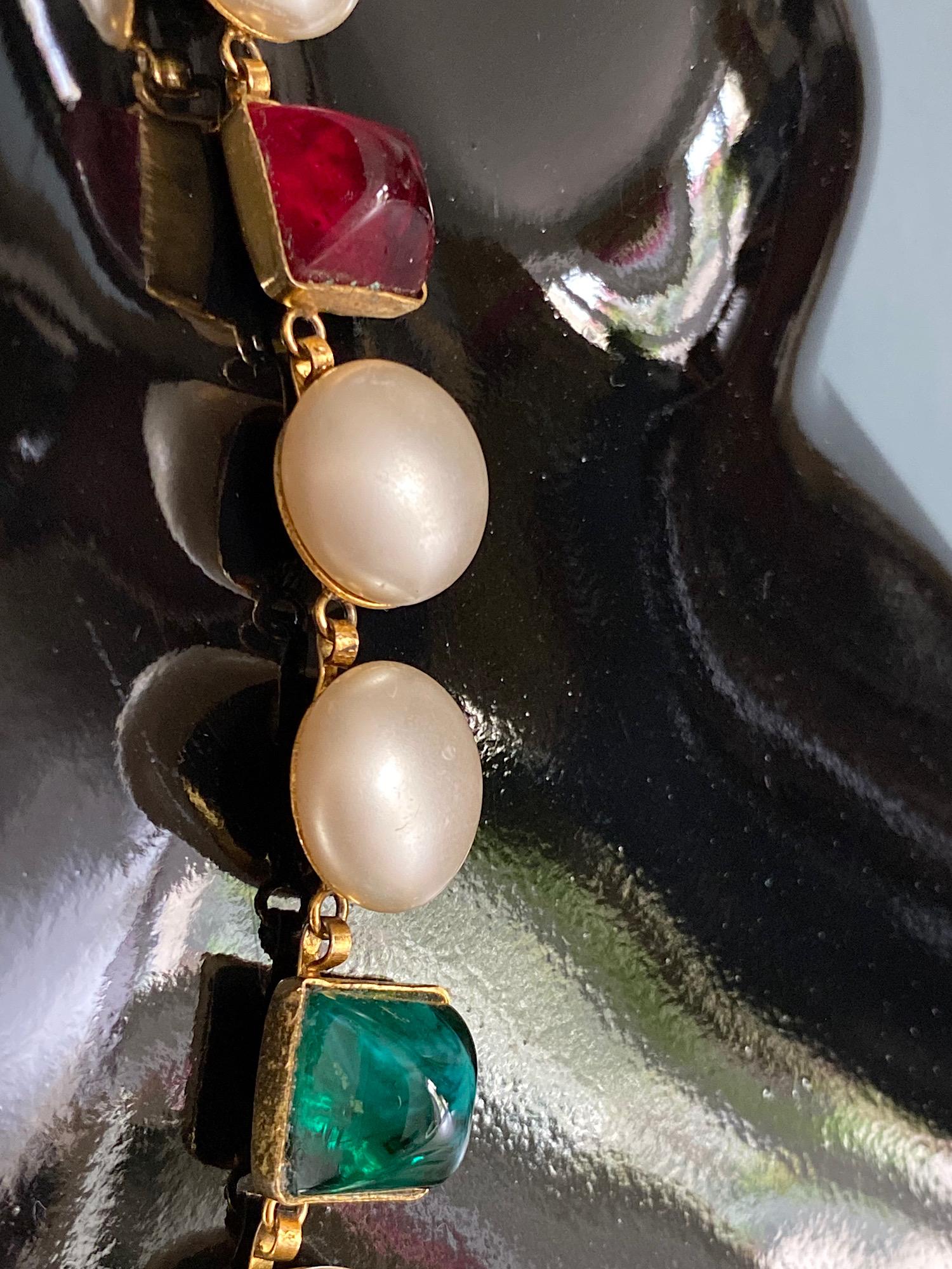 Chanel Gripoix glass pearl drop Necklace For Sale 3