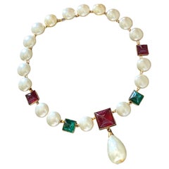 Collana con perle di vetro Chanel Gripoix