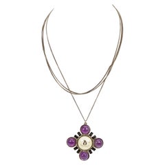 Chanel Gripoix Gunmetal Chain Necklace