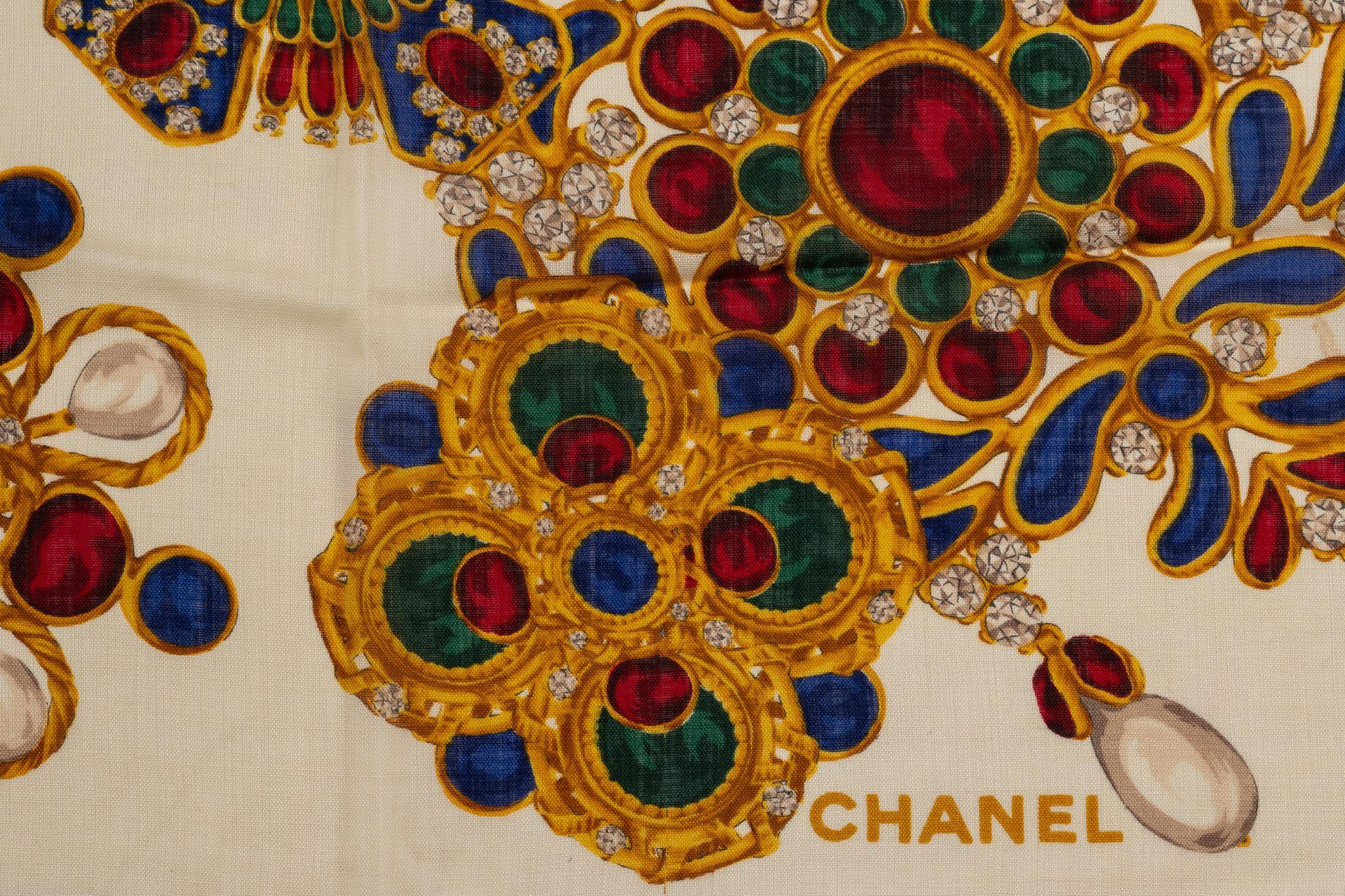 Brown Chanel Gripoix Jewellery Wool Shawl For Sale