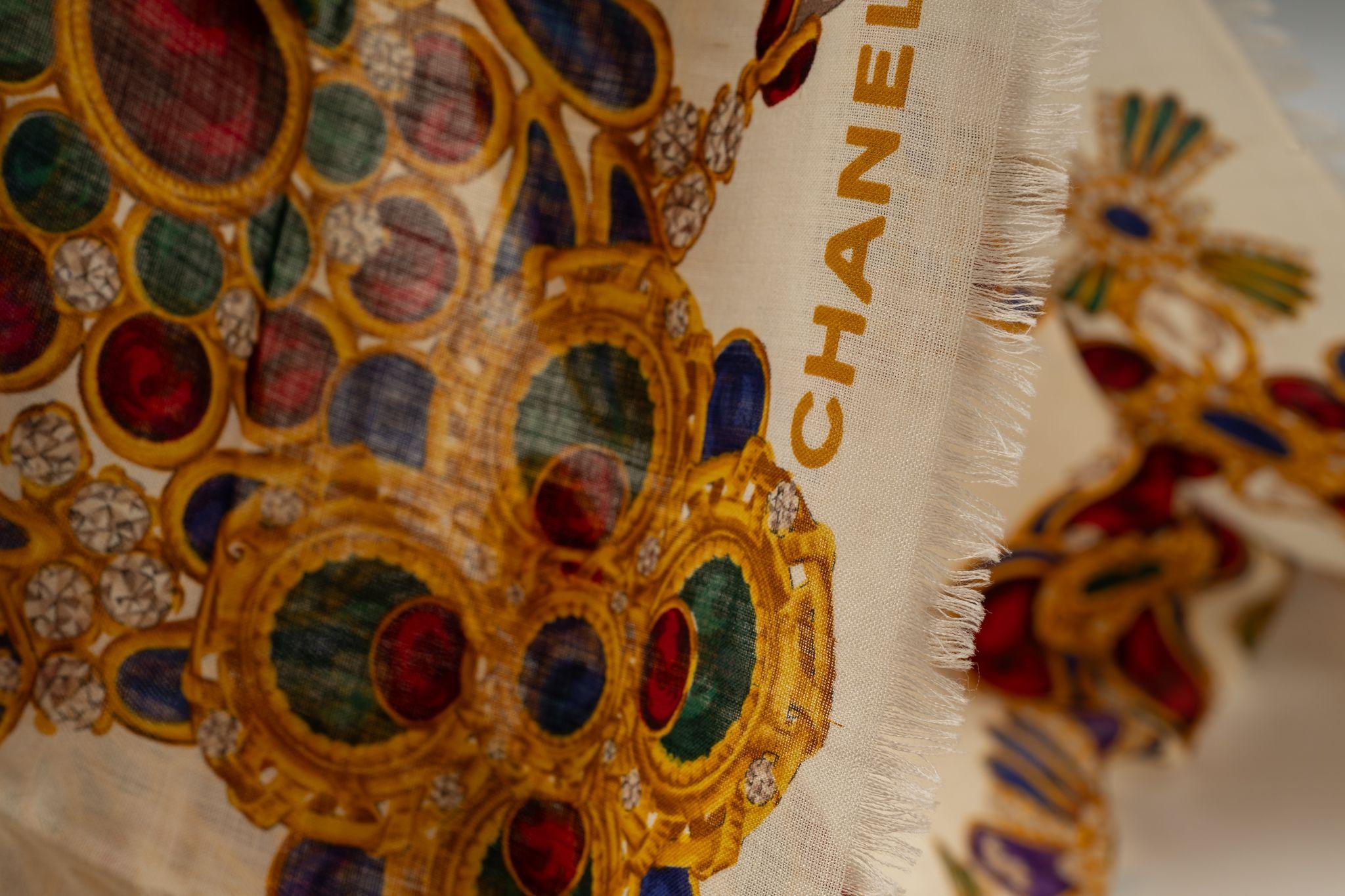 Chanel Gripoix Jewellery Wool Shawl For Sale 3