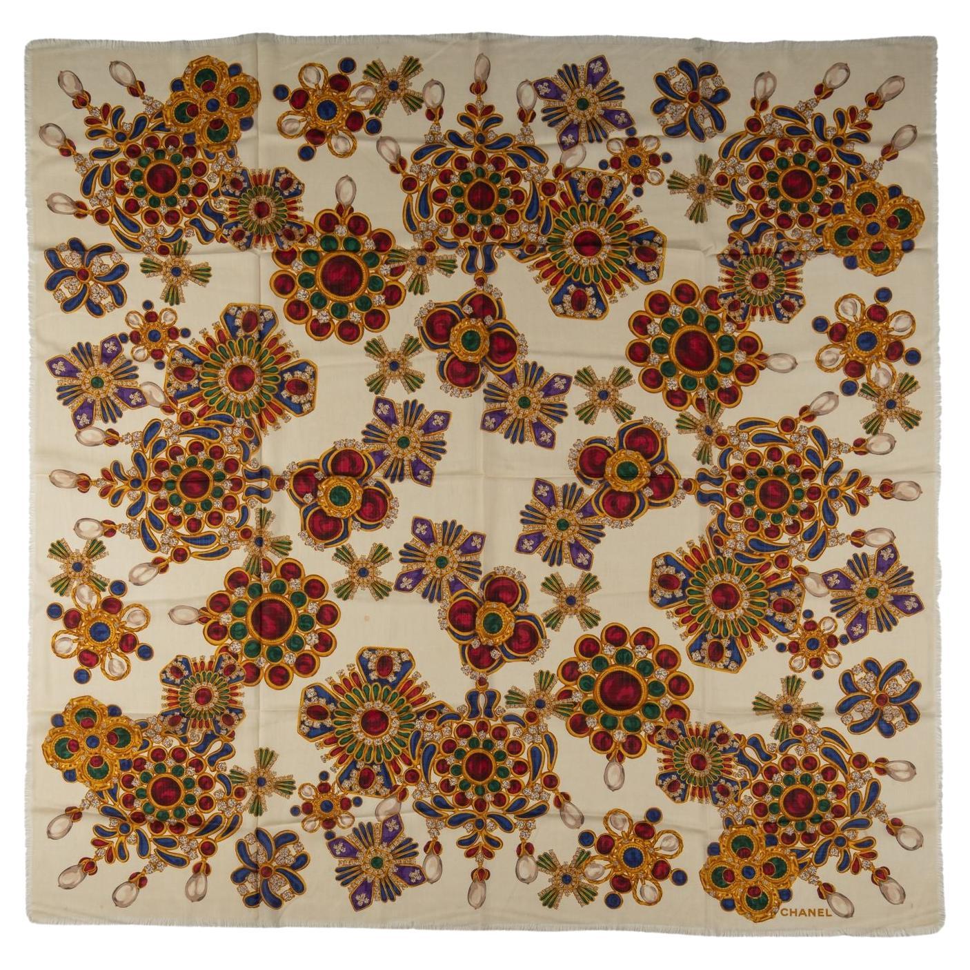 Chanel Gripoix Jewellery Wool Shawl For Sale