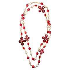 Retro Chanel Gripoix Long Pearl Beaded Necklace