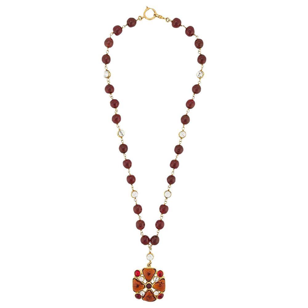 Chanel Gripoix Maltese Cross Necklace
