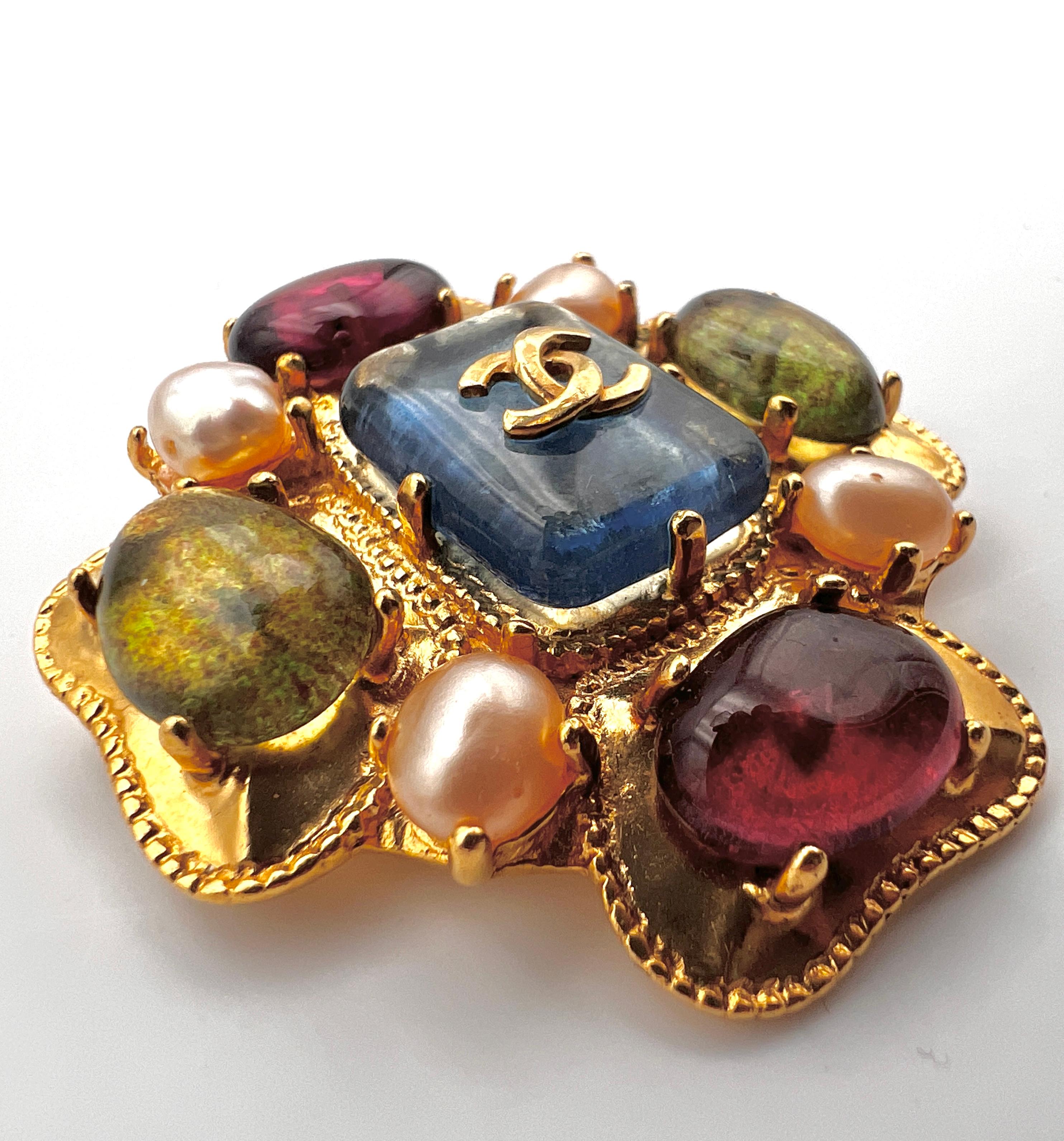 De los hombres Chanel Gripoix broche de cristal fundido 1997 París en venta