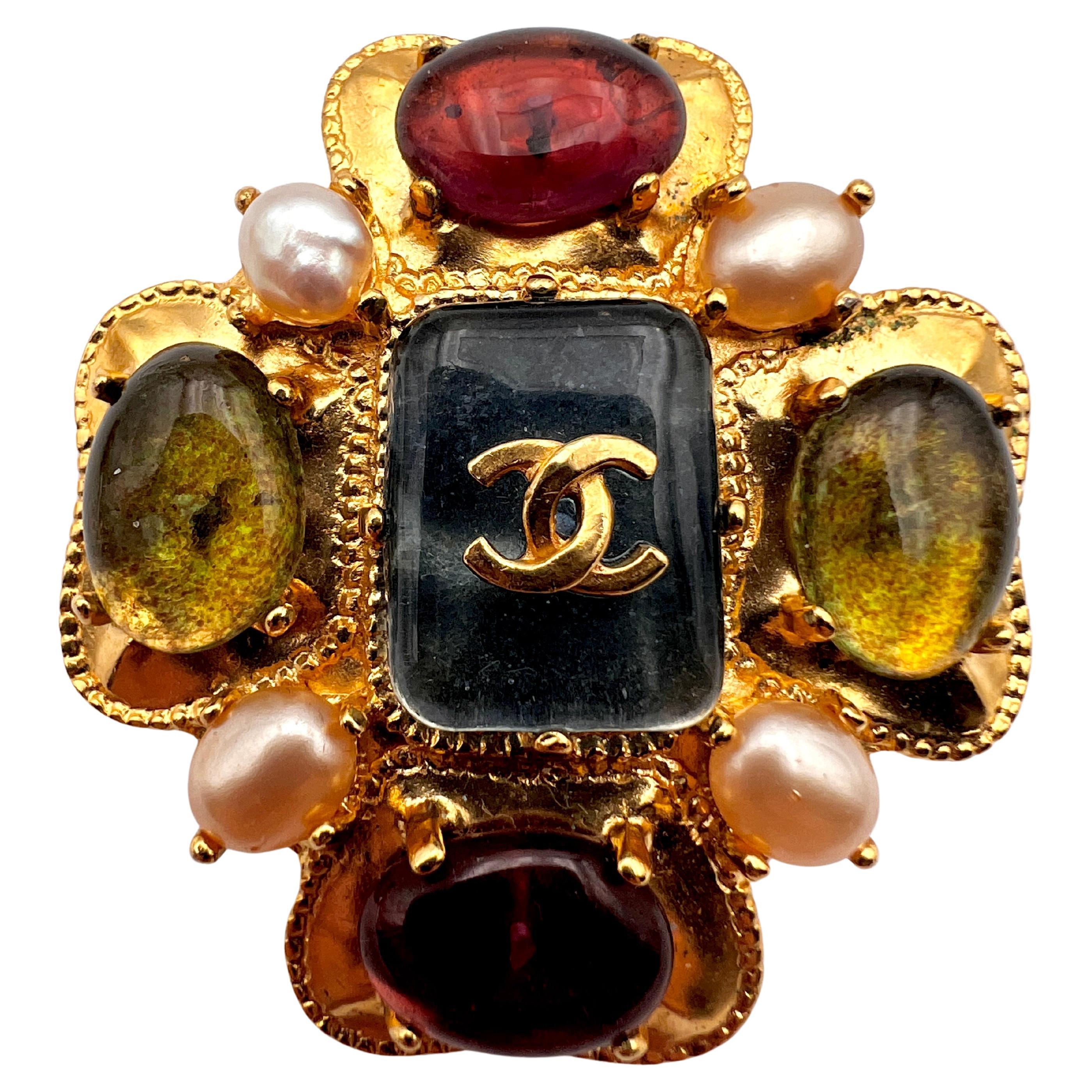 Chanel Gripoix melted glass brooch 1997 Paris