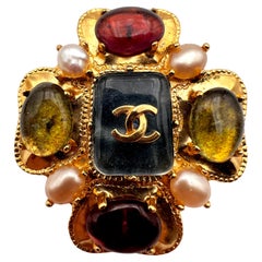 Chanel Gripoix melted glass brooch 1997 Paris