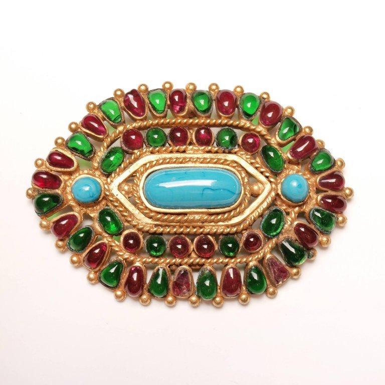 Women's or Men's Chanel Gripoix  Mughal Brooch / Pendant Autumn 1993 For Sale