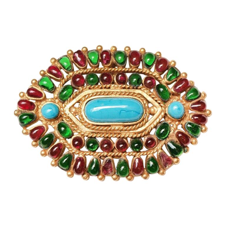 Chanel Gripoix  Mughal Brooch / Pendant Autumn 1993 For Sale