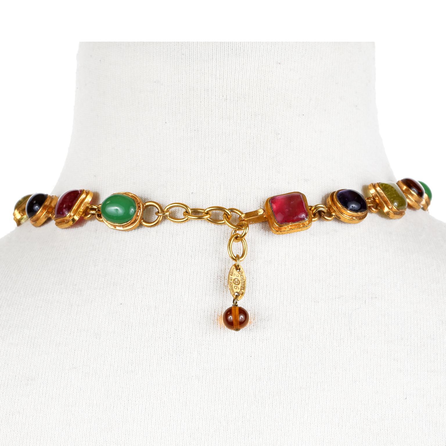 Women's Chanel Gripoix Multicolor Drop Pendant Necklace