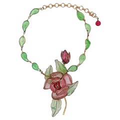 Retro Chanel Gripoix Unsigned 70's Floral Necklace
