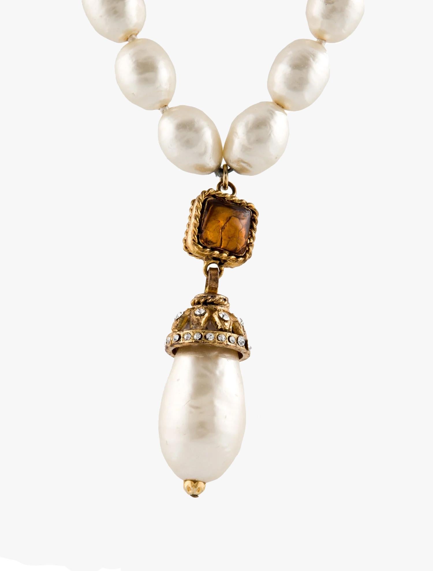 Byzantine Chanel Gripoix vintage double strand necklace, 1980s For Sale