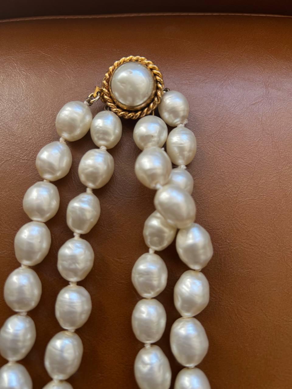 Chanel Gripoix vintage double strand necklace, 1980s For Sale 2