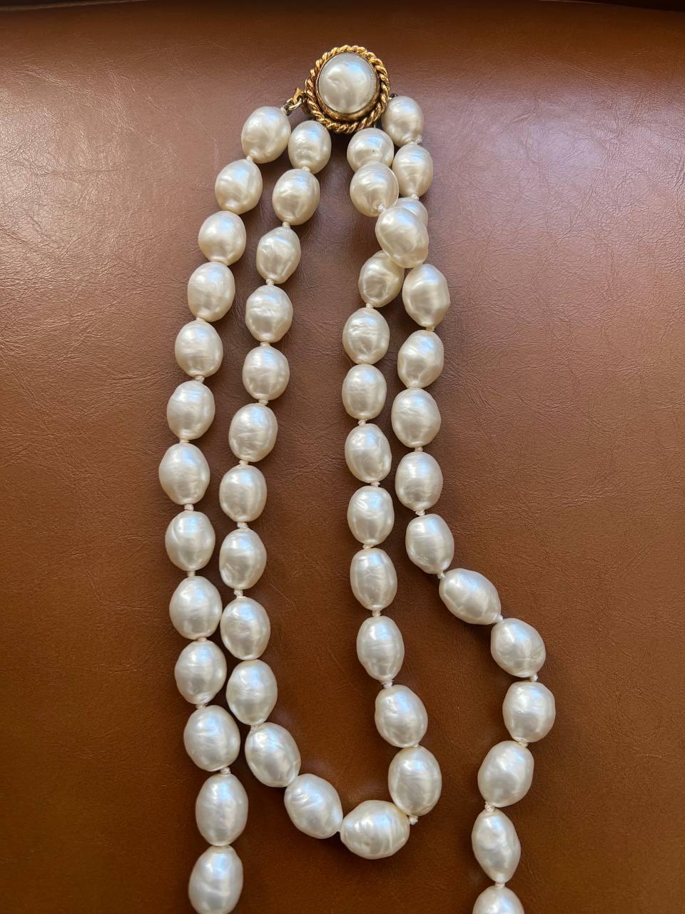 Chanel Gripoix vintage double strand necklace, 1980s For Sale 3