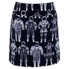 Chanel Ground Control Black & White Astronaut Printed Mini Skirt - US 4