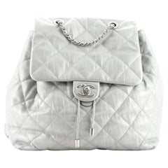Chanel Ground Control Flap Backpack Quilted Iridescent Calfskin Small