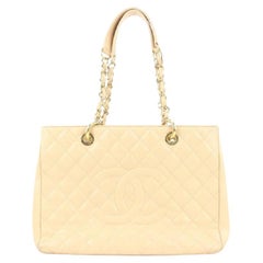 Chanel GST Beige Caviar Leather Grand Shopping Tote Chain Bag  10ccs114