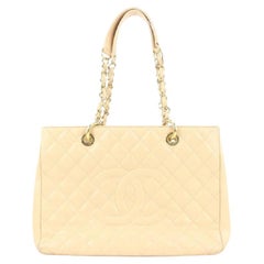 Chanel GST Beige Caviar Leather Grand Shopping Fourre-tout Chain Bag  10ccs114