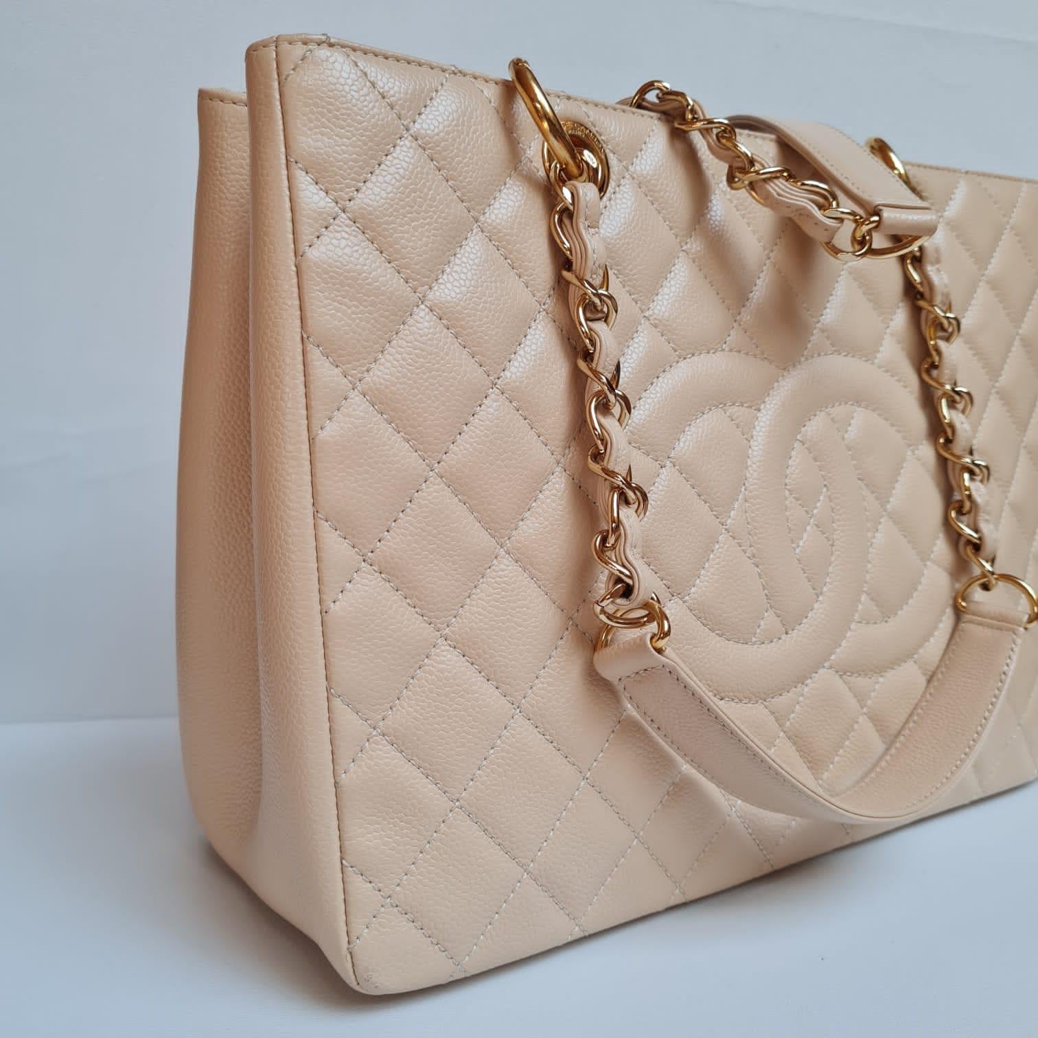 Chanel GST Beige Caviar Quilted Bag  8