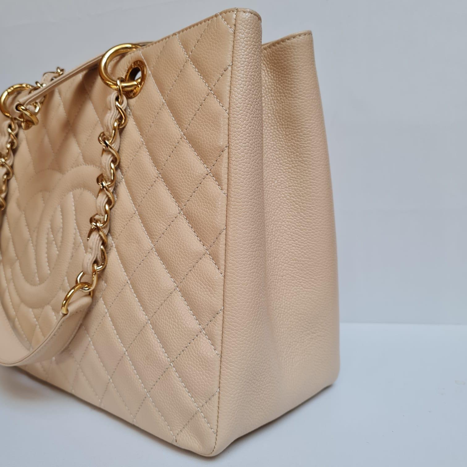 Chanel GST Beige Caviar Quilted Bag  10