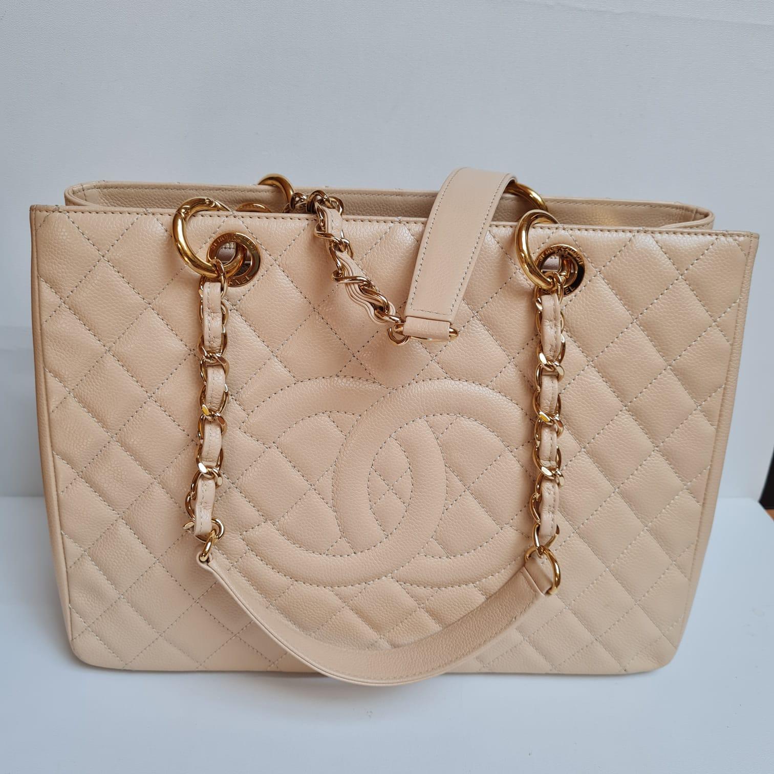 Chanel GST Beige Caviar Quilted Bag  3